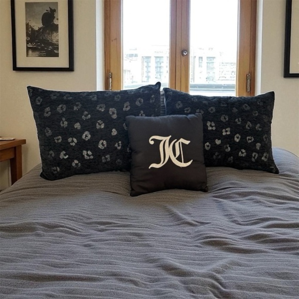 Juicy Couture Black and Gray Pillow Trio